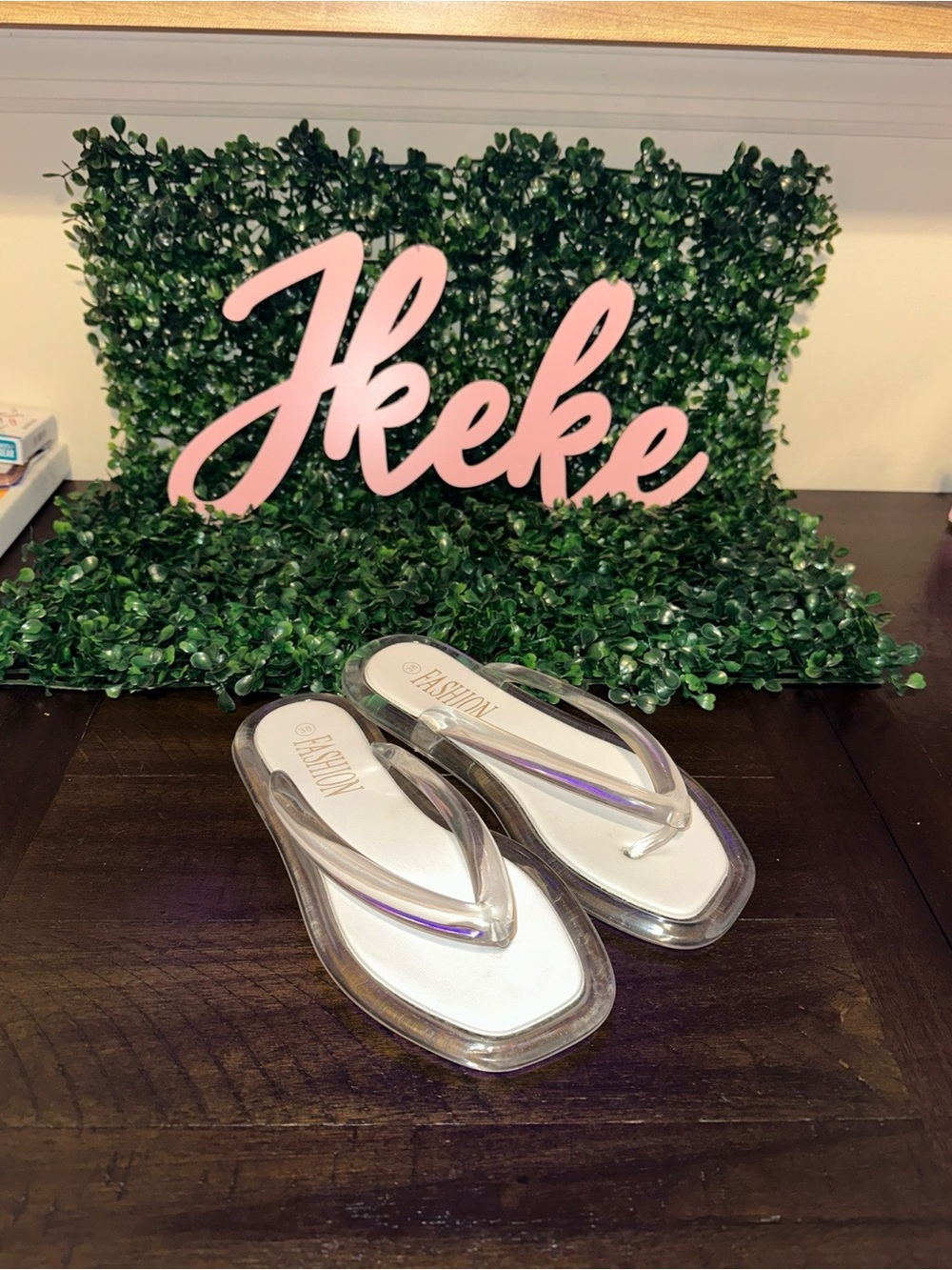 Clear Jelly Flip Flop Sandals with White Footbed